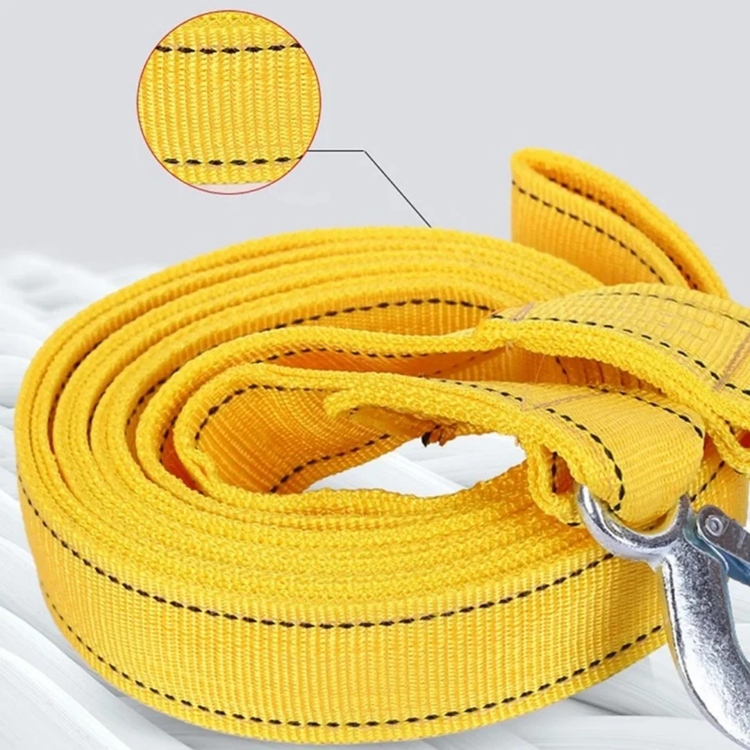 Nylon Double Flat Rope Fluorescent Towing Rope Automotive Strong Trailing 4 Meters car towing rope