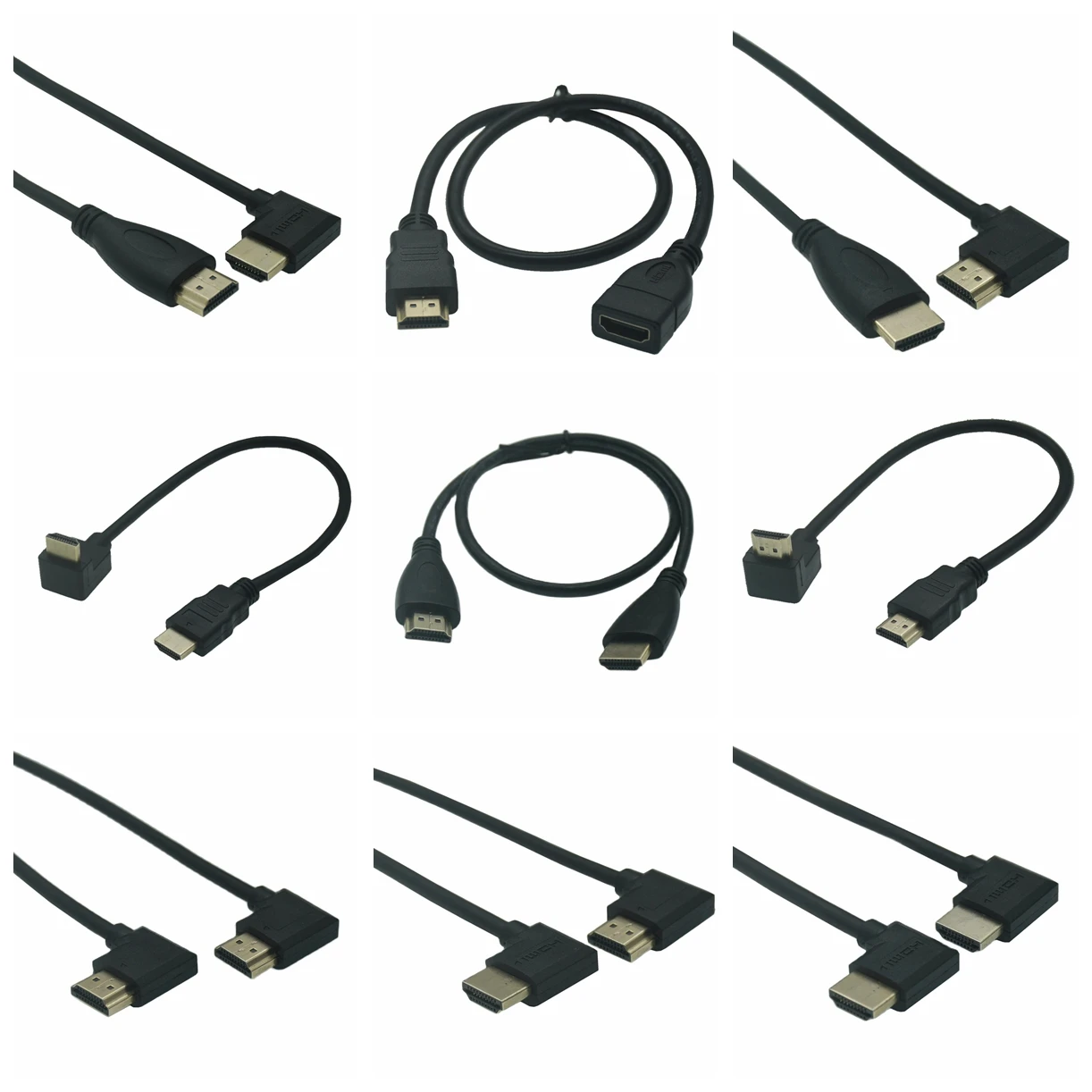 

15cm 30cm 50CM 1m Dual HDMI-compatible Male To Female Converter Up Down Right Left Angled Adapter HDTV HD Cable For DVD PS3 PC