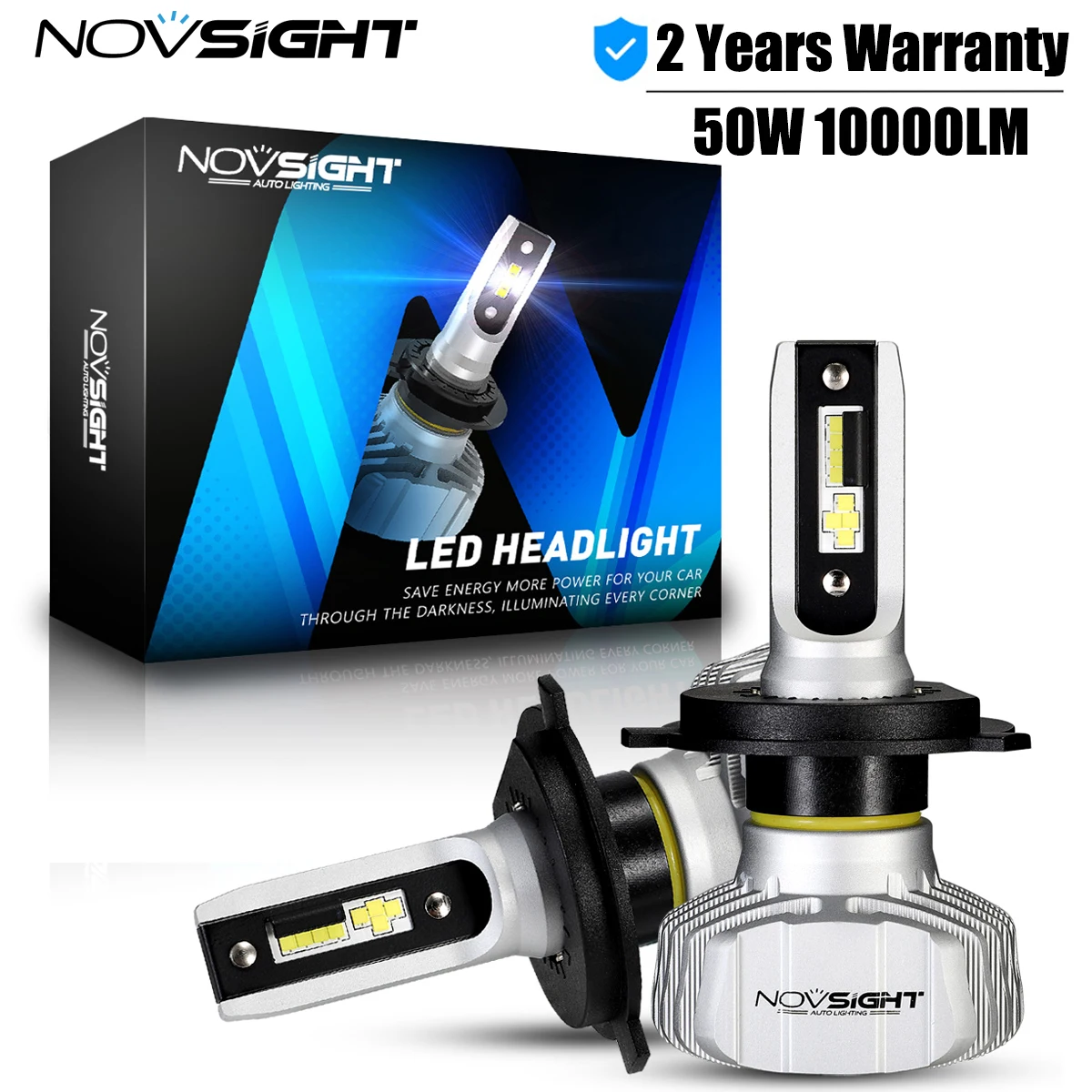 NOVSIGHT H4 светодиодный ные автомобильные лампы H7 H11 H8 H9 9005 HB3 9006 HB4 H1 H3 9007 H13 обновленсветодиодный светодиодные фары 50 Вт 6500 лм K белые фары