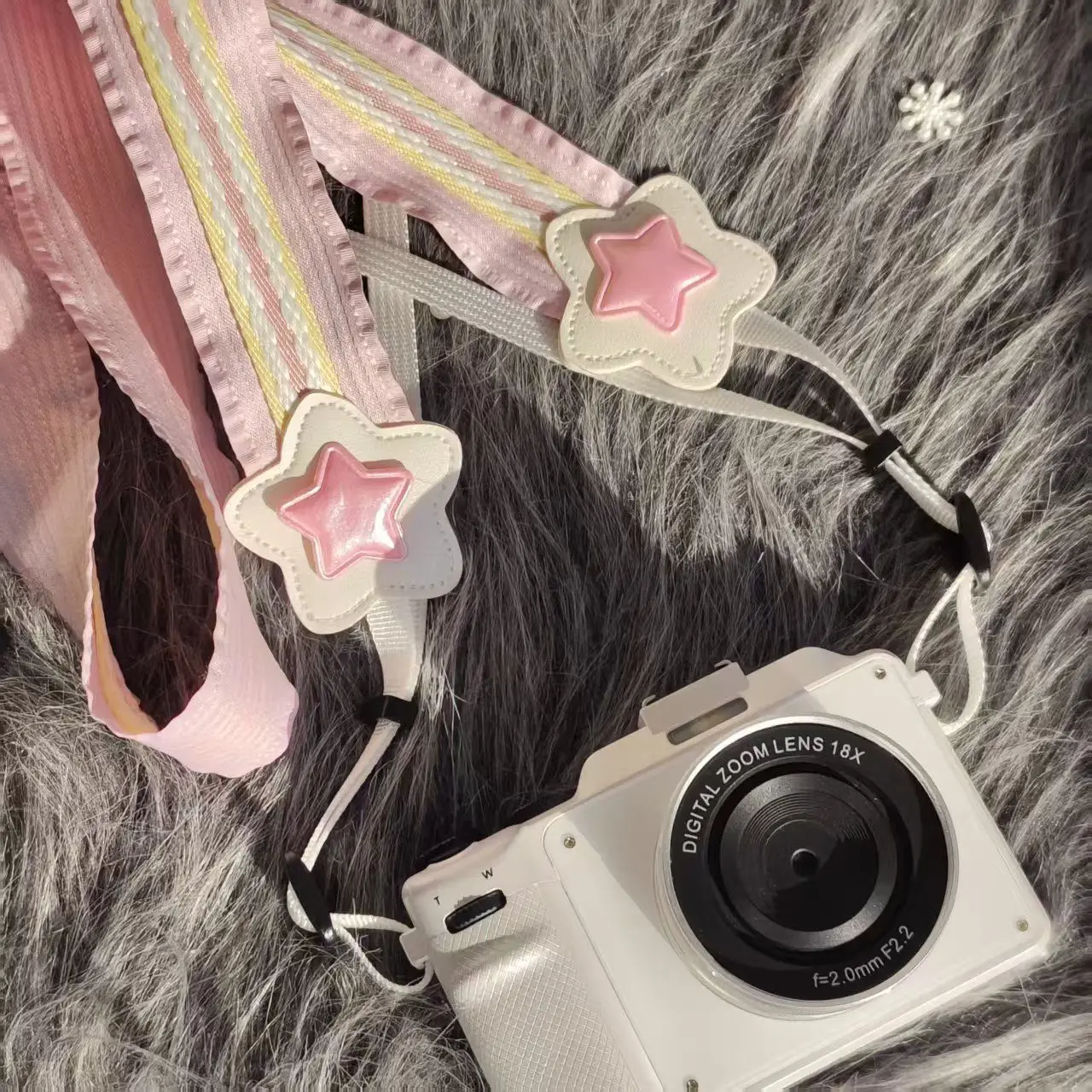 사랑스러운 스타 하트 카메라 스트랩 레인보우 스트라이프 조절 가능한 목 어깨 스트랩 캐논 니콘 카메라 여성 소녀 선물