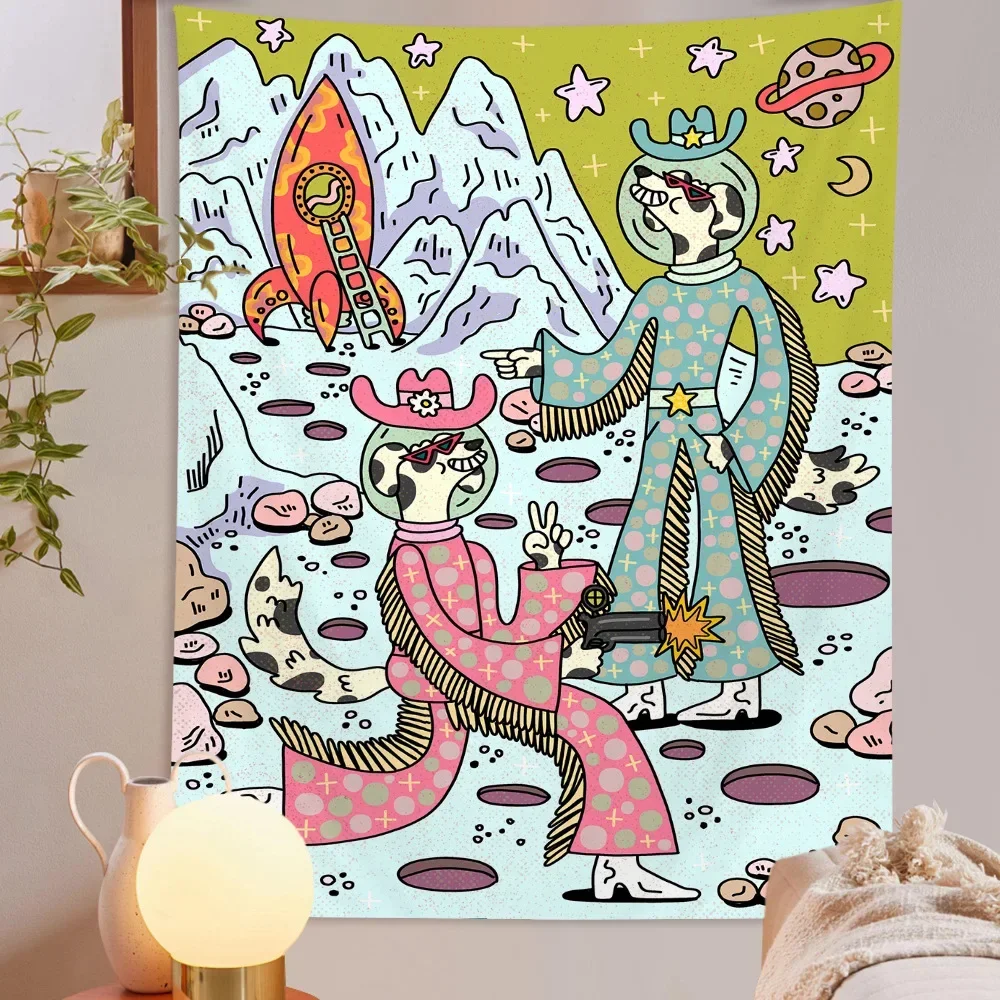 Vintage Rock Hip Hop Hippie Fantastic Beasts Tapestries Living Room Home Cartoon Animal Dorm Decor Psychedelic Wall Tapestry