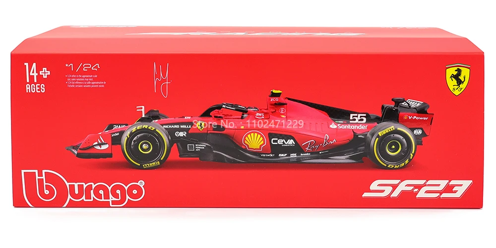 Bburago 1:24 F1-Serie Verschiedene Ausführungen 2022~2025 Ferrari SF23 16 # Leclerc 55 # Sainz Simuliertes Legierungs-Automodell als Dekorationsstück – Detail 13