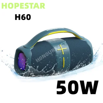 HOPESTAR H60 붐박스 스피커, 휴대용 블루투스 슈퍼 서브우퍼 Mp3 플레이어, 고출력 50W, 강력한 칼럼 사운드박스 오디오 센터
