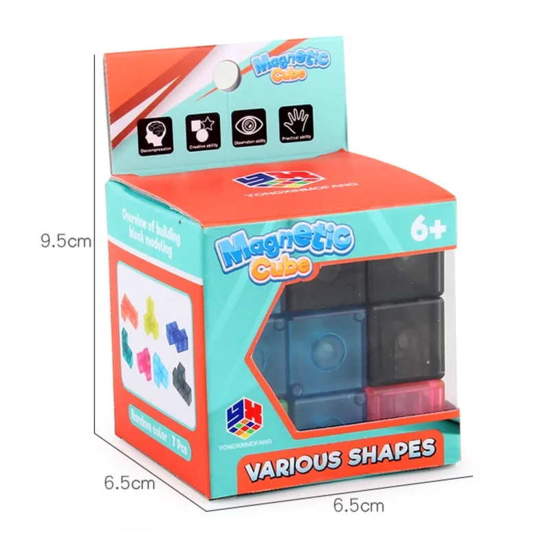 Magnetic building block cube removable intelligence cube fidegt toys puzzle cube early education tool For kids gift