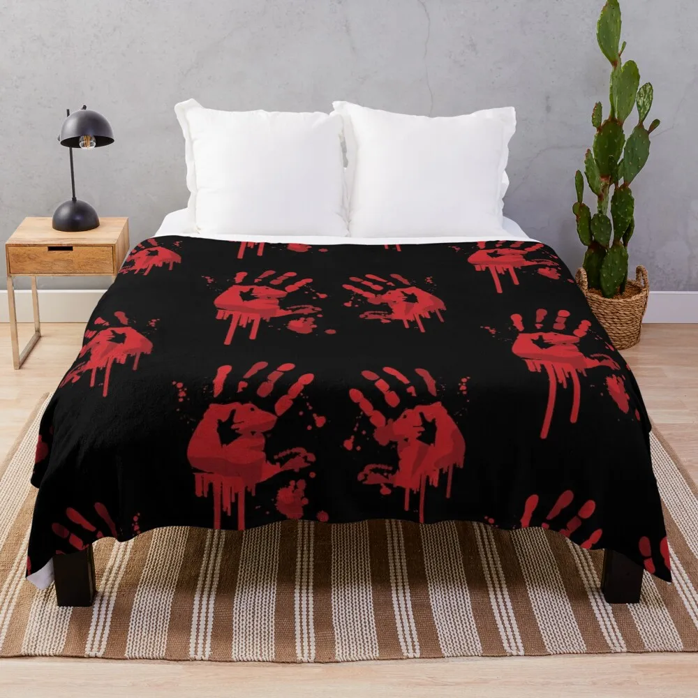 

Bloody handprints Throw Blanket Tourist Blanket Bed linens