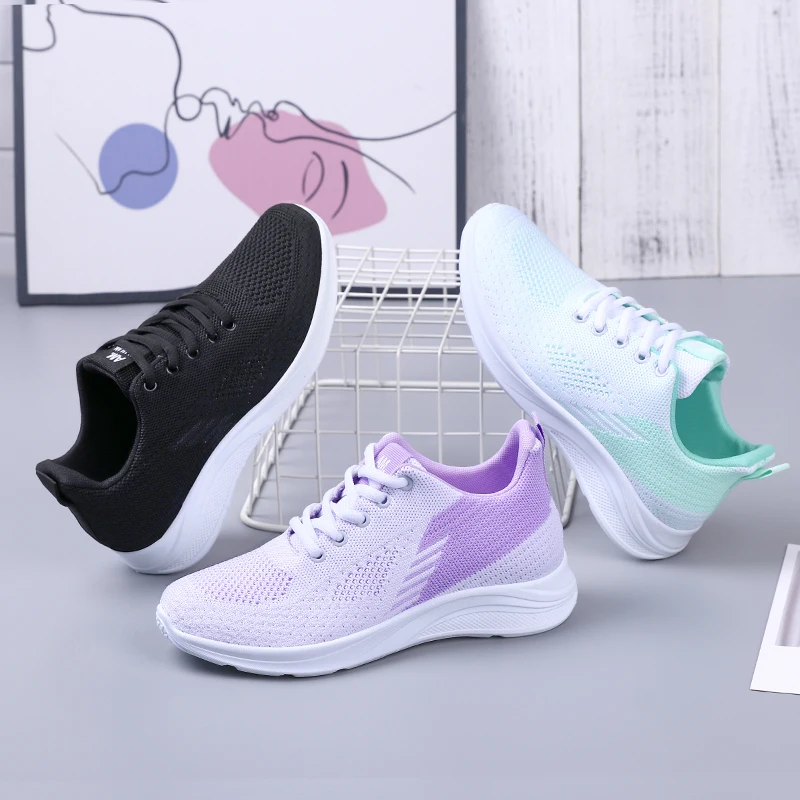 Spring Women's Flying Weave Mesh Sport Casual Lightweight Soft Sole Running Shoes Womens Sneakers Running Shoes