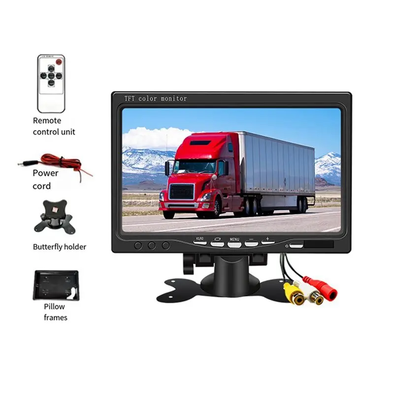 【CYBER MONDAY】3X 12V 7인치 자동차 모니터 16:9 800X480 후방 카메라 주차용 2방향 비디오 입력 기능이 있는 LCD 후방 모니터