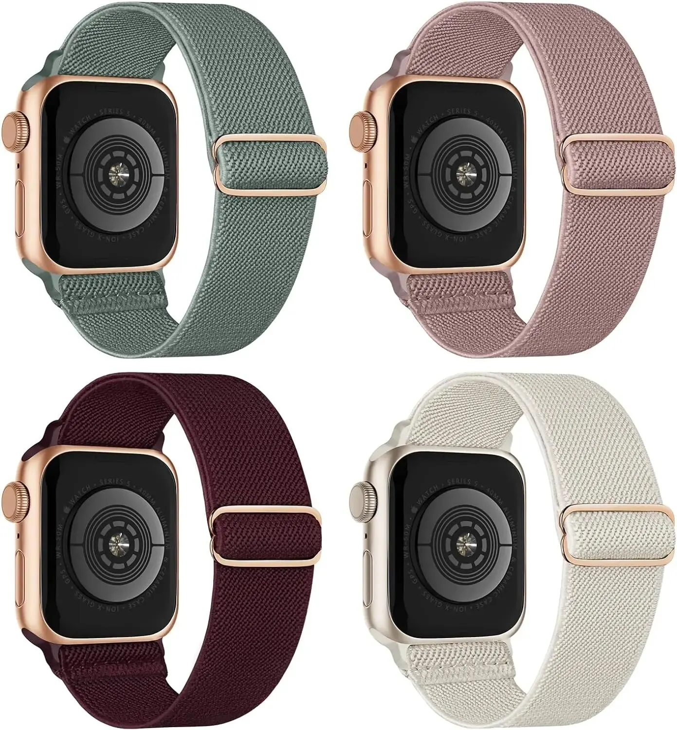 4 عبوات من أشرطة الساعات الرياضية المتوافقة مع Apple Watch Ultra 42/44/45/49mm38/40/41mm، حزام من النايلون لسلسلة IWatch 8/7/6/5/4/3/SE