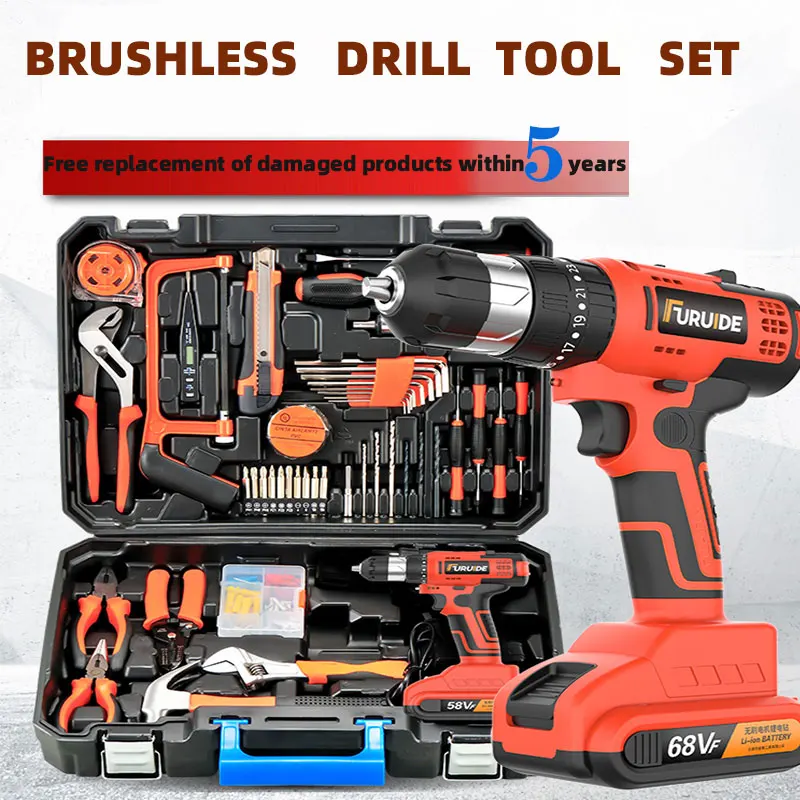 68VF Brushless Cordless Drill Complete Tool Kit Toolbox Power Electric
