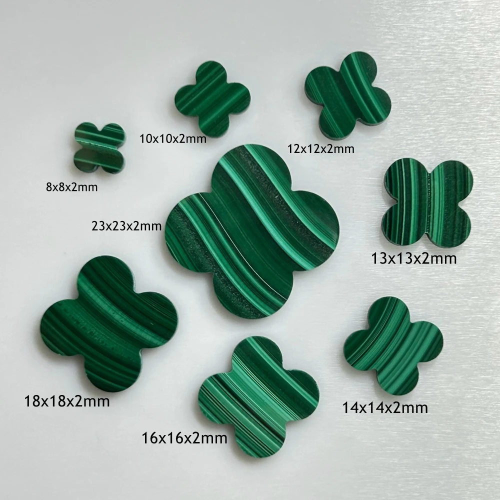 Meisidian Natural Green Malachite Red Agate 13x13x2mm Black Onyx Clover Stone 6