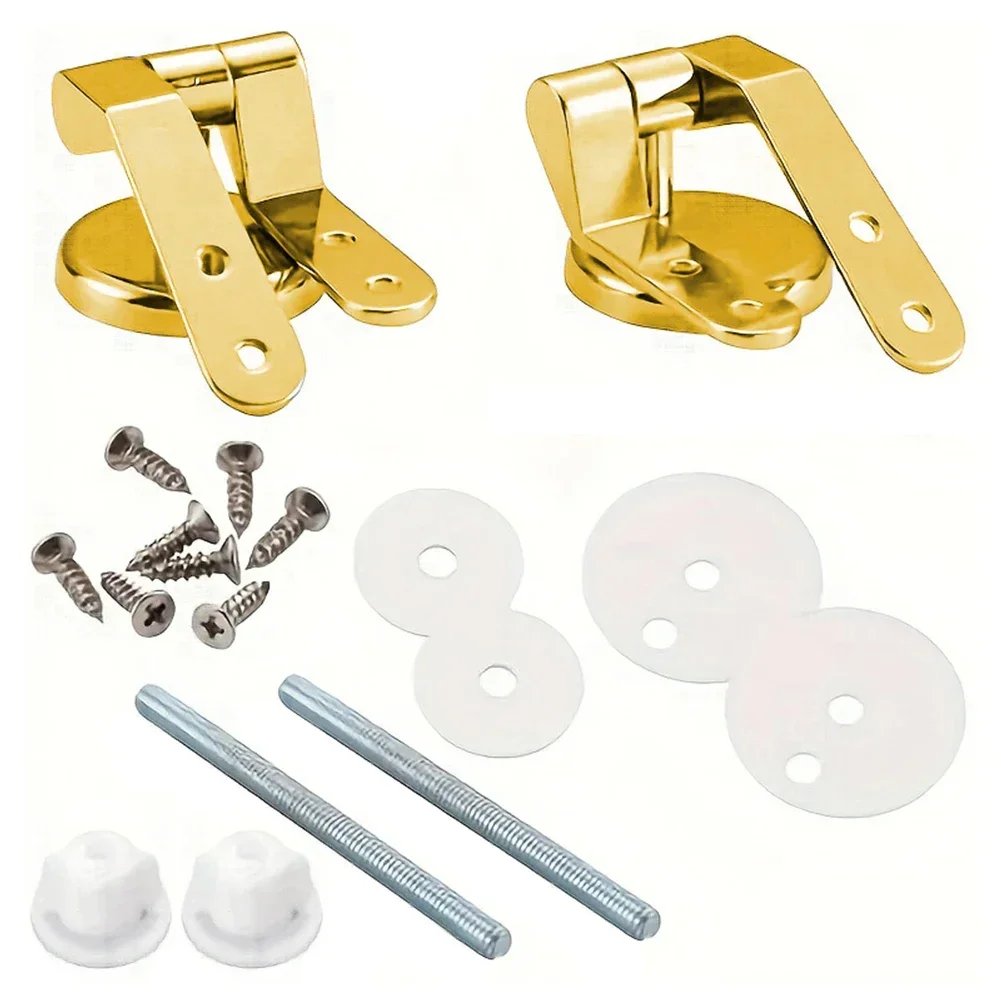 1 set Gold Toilet Seat Hinges Spare Gold Replacement Toilet Cover Mounting Connector Household Bathroom Parts Accessories