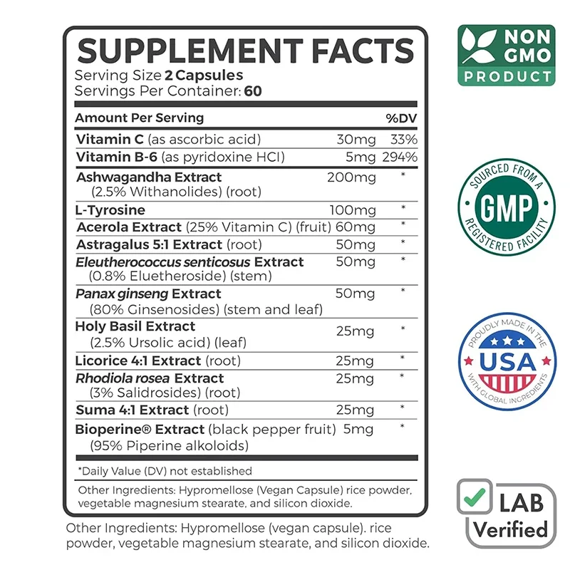 Adrenal Support Supplement Releases Adrenal Fatigue Cortisol Manager Relaxes Stress and Anxiety Boosts Mood