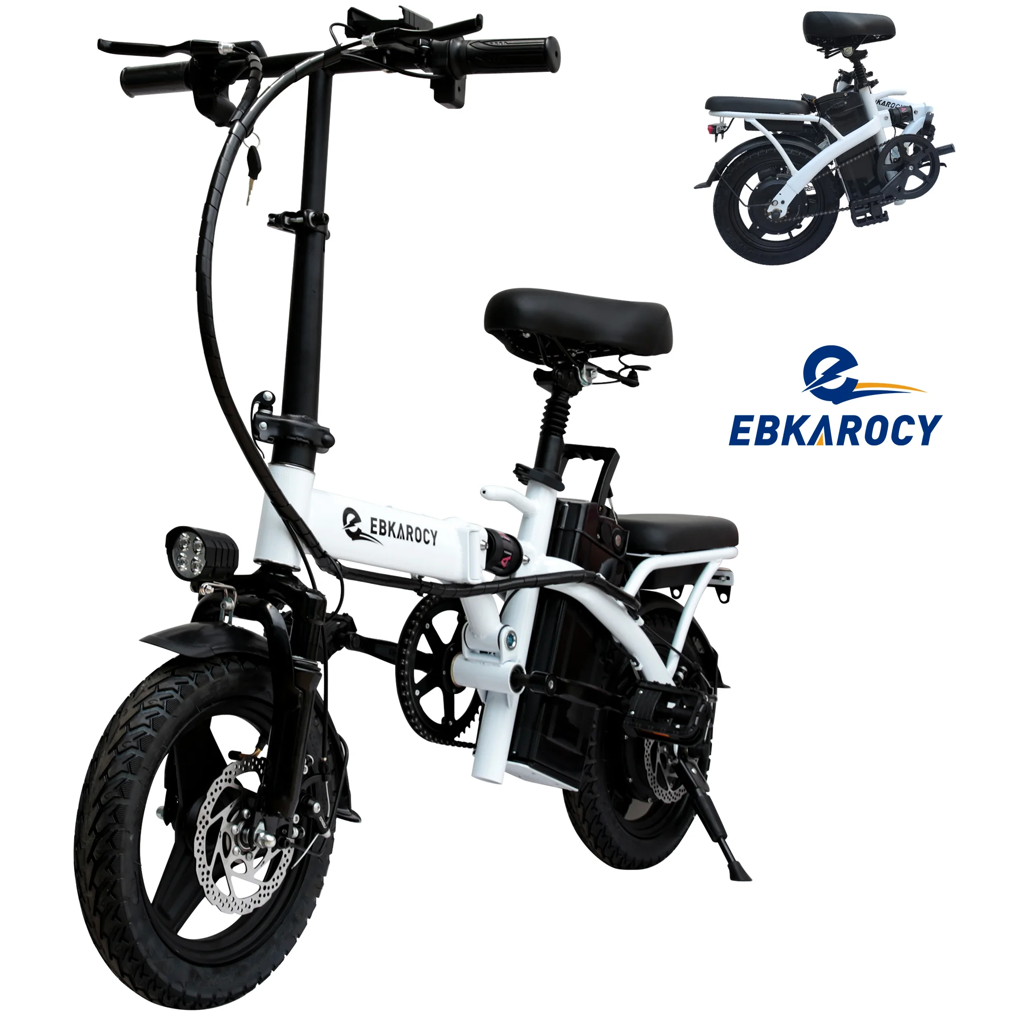 

400W Motor 14" Folding Moped GTR City Electric Bike 48V 15AH Lithium-Ion Battery