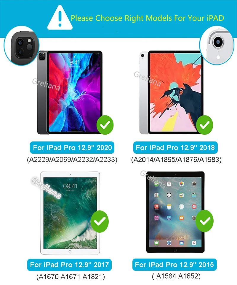 For iPad Pro 12.9 2017/2015 Case Pencil Holder,Smart Cover Trifold 