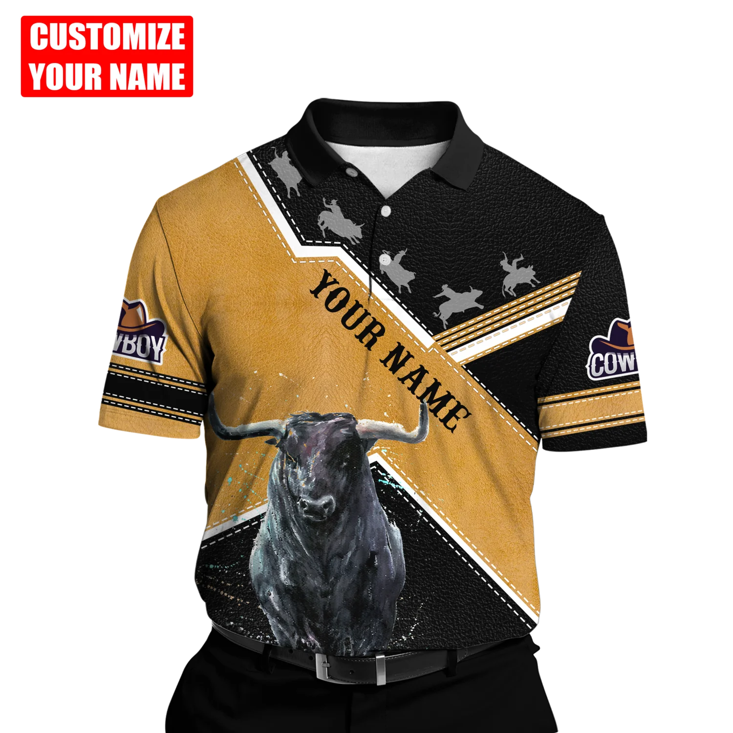 Personalisierter Name Bull Riding 3D All Over Bedrucktes Herren-Poloshirt Sommer Kurzarm-T-Shirt Street Casual POLO-Shirt Tops WK18 – Detail 10