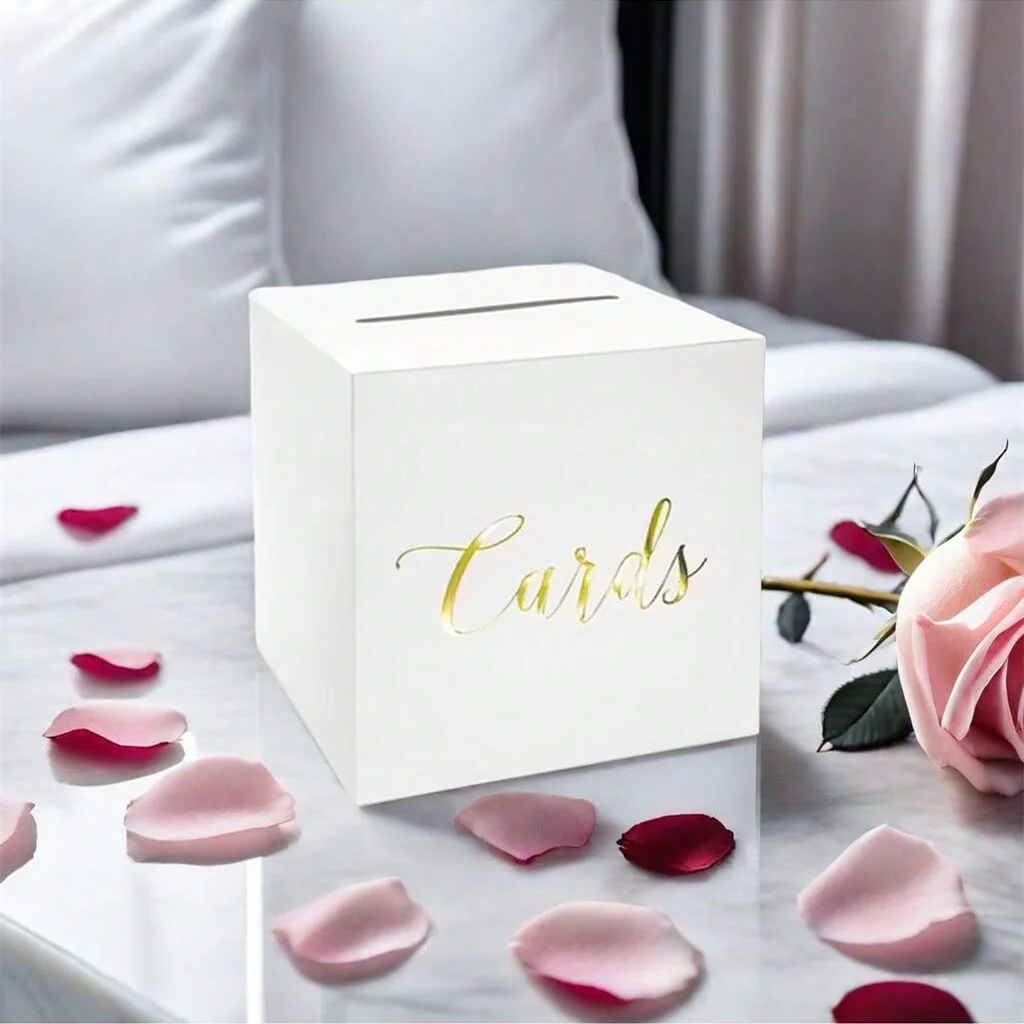 1PC Card Box Gold Foil Design 10 greeting cards Favors Money Box for Wedding Reception Baby Showers Birthday Party gift bags greeting cards