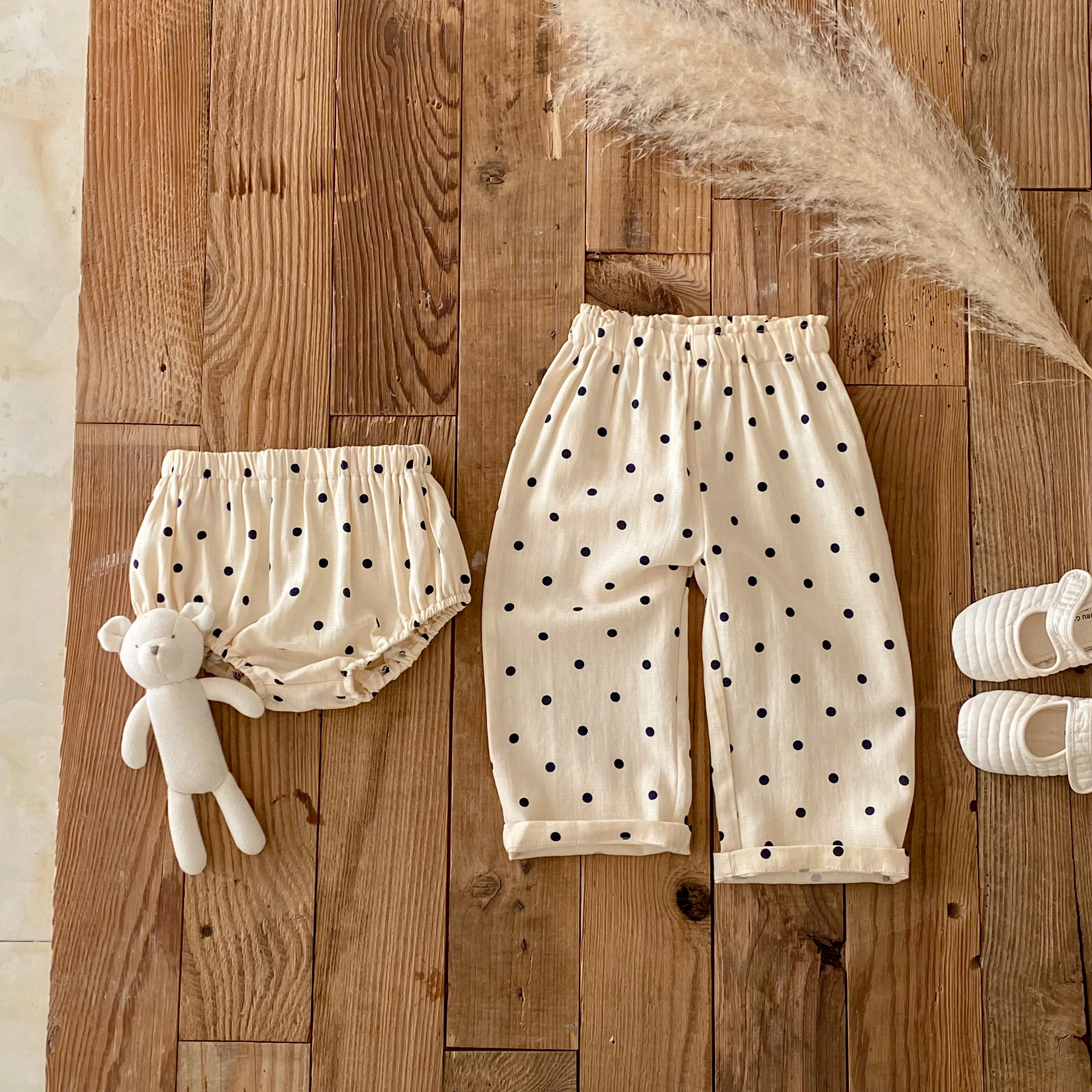Infant Baby Pants Toddler Girls Polka Dot Linen Pants Newborn Bloomers Shorts Girls Casual Trousers Children Clothes baby trousers