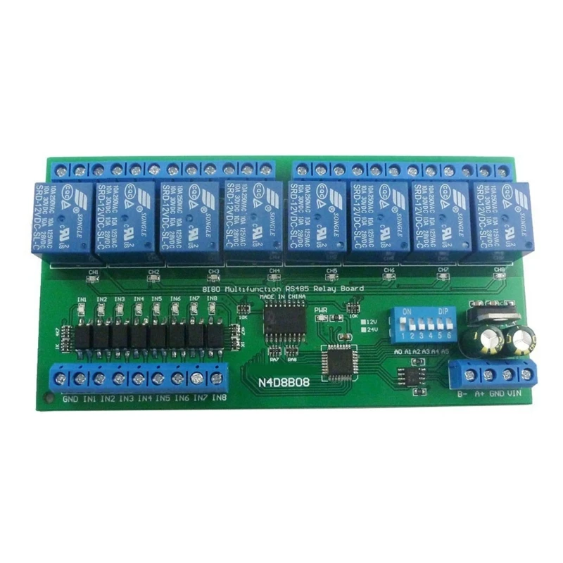 

DC12V 24V 8 изолированных входов и 8 выходов DIN35 C45 Box UART RS485 Релейный модуль