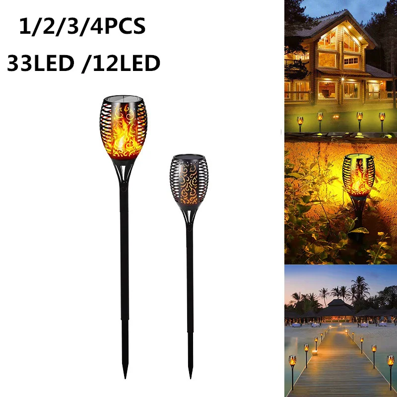 

12/33LED Solar Flame Torch Light Flickering Light Waterproof Garden Decoration Solar Led Light Outdoor Lawn Path Yard Solar Lamp