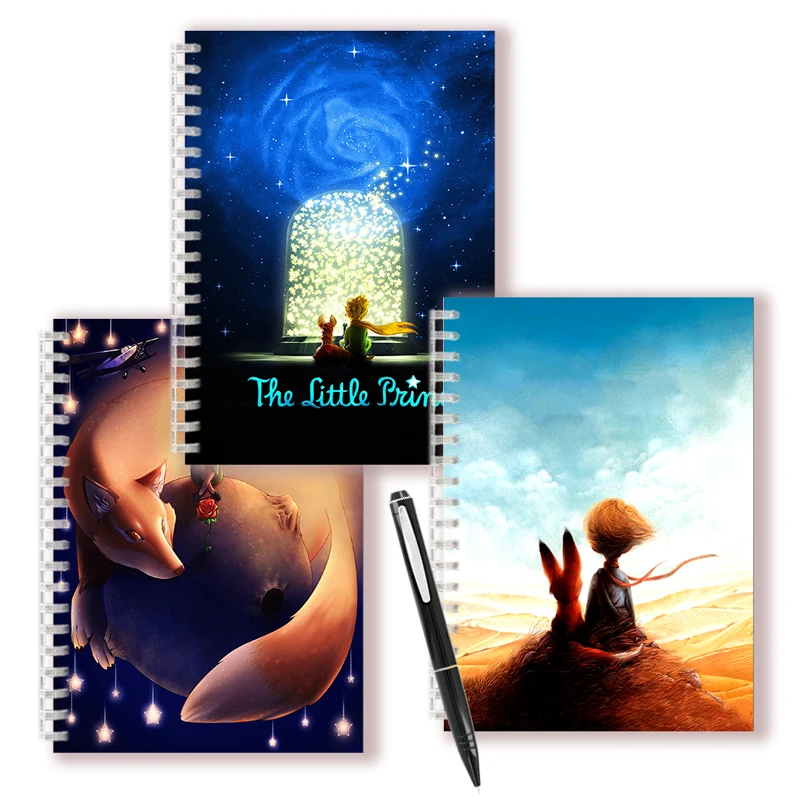 Spiral Notebook Movie The Little Prince Binder Ring Sketch Note Book Le Petit Prince Fox Flower Rose Drawing Art Quote Figurine