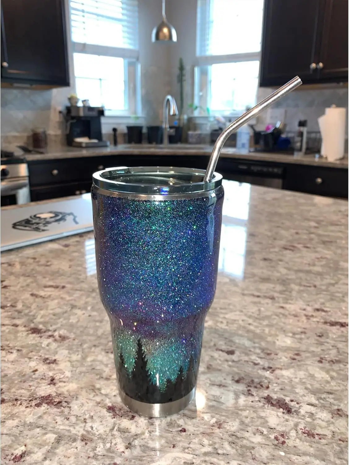 Set of 4 Reusable Metal Straws, Long Stainless Steel Straw with Cleaning Brushes and Case, Drinking for 30 oz and 20 oz Tumblers