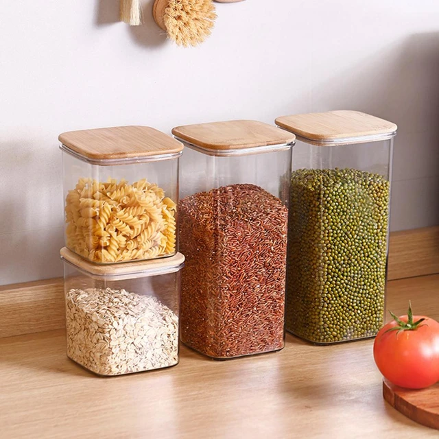 1pc Plastic Food Storage Jar, Minimalist Clear Food Storage Jar For Kitchen