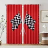 2pcs, Curtains Roller Blinds Race Flag Checkered Versatile Polyester (without rod) Decorations For Home Ldeal for Living Room, 2