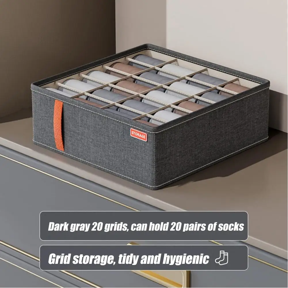 20-teiliger Socken-Organizer, faltbare Stoff-Aufbewahrungsbox für Schrank, Kommode, Unterwäsche, Schal, Krawatte, Trennwand, Schrank-Organizer-Box – Detail 1