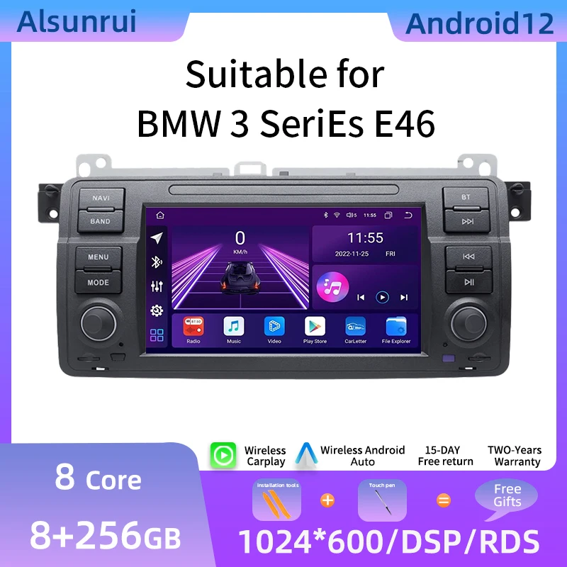 

Wireless Carplay 2 Din Android 12 Car Stereo For BMW E46 M3 Rover 75 Coupe 318/320/325/330/335 Radio Multimedia Audio GPS Navi4G