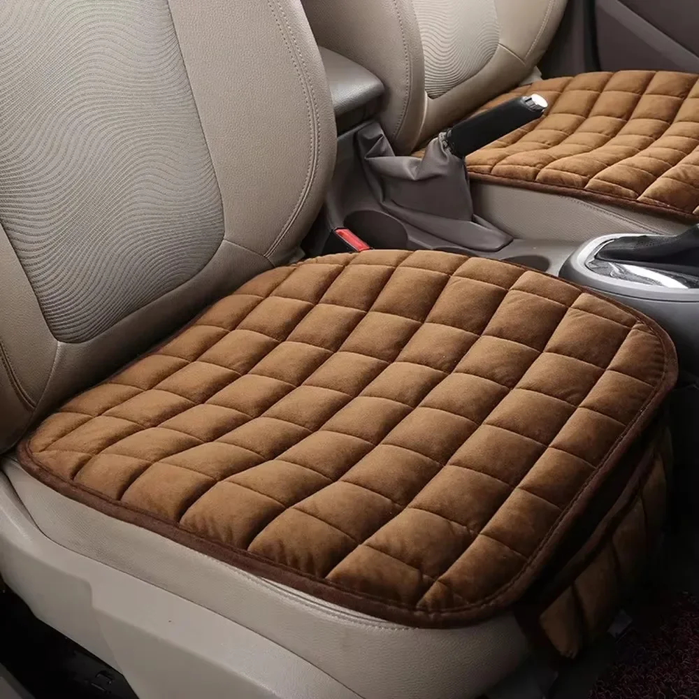 Premium Black Car Seat Cushion with Non-Slip Base & Convenient Storage Pouch