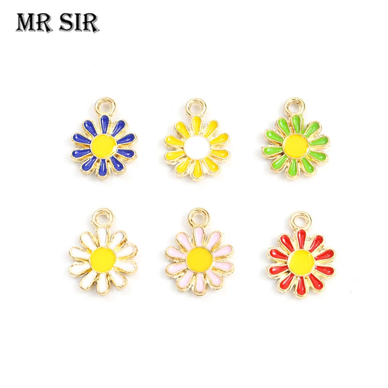 

20pcs Enamel Sun Flower Alloy Charm Colorful Daisy Metal Pendants for Jewelry Making DIY Necklace Cute Earring Craft Accessories