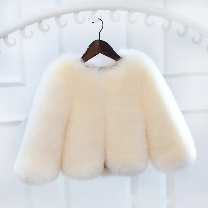 

2023 Winter Fashion Girls Faux Fur Coat Short Style Kids Outerwear Luxury Warm Imitation Fox Fur Jacket Girls Clothes TZ649