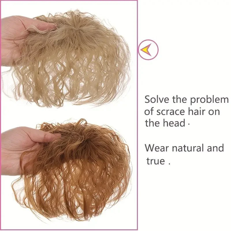 Synthetic Hair Pieces Clip In Hair Pieces 2 Clip Curly With Bangs Fake Hairpiece For Women