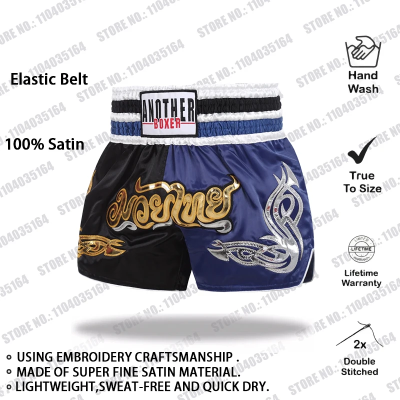 Muay Thai Shorts Thai Boxing Shorts Men Women Kids Embroidered MMA Clothes Gym Cage Fight