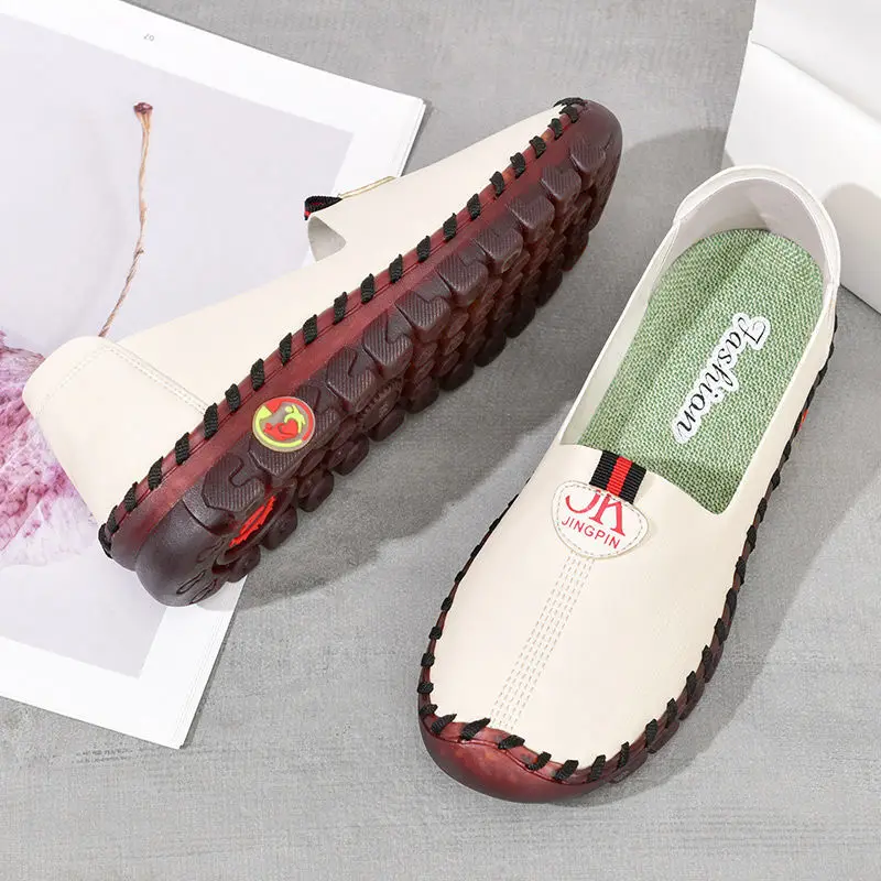 Spring Ballet Flats Women Loafers Lug Cushioned Sole Slip On Orthopedic Grandma Flats Moccasins Plus Size 42 Women Shoes