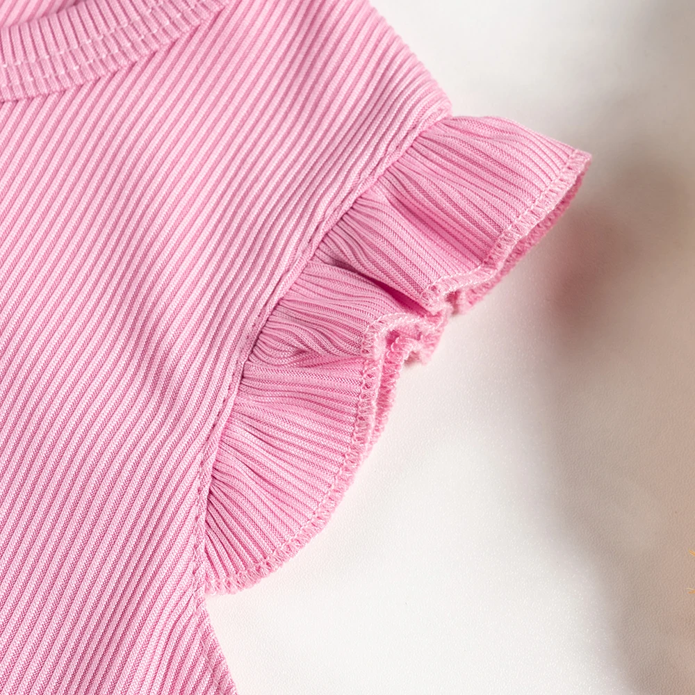 Girls Summer Suit Solid Color Short Sleeve Shorts 2PCS