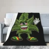 Stoned Leaf Weed Smoking Cartoon Blanket Soft Warm Flannel Throw Blanket Bedding for Bed Living room Travel Home Couch 2