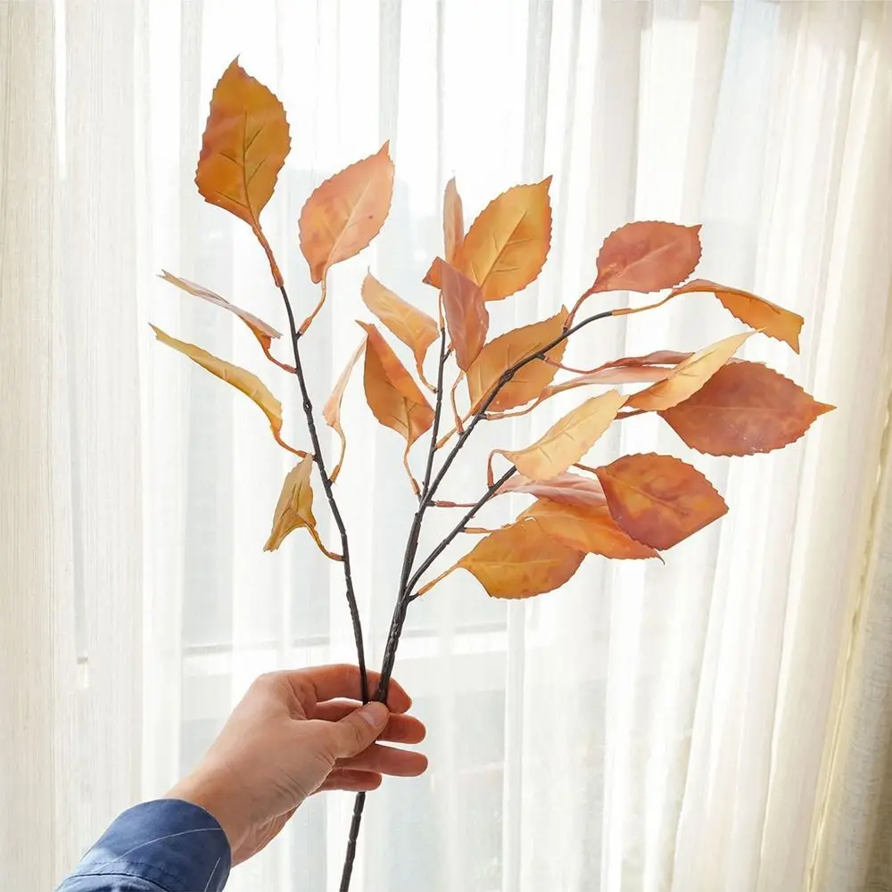 Lifelike Artificial Persimmon Leaves Handmade Realistic Fake Persimmon Leaves Luxury Simulated Flowers Outdoor Garden Decor