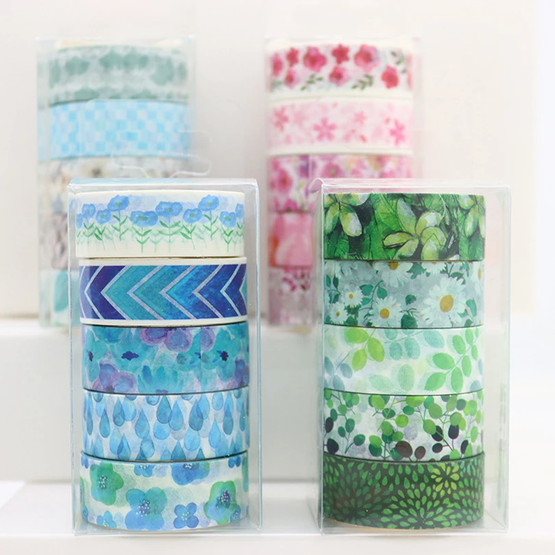 5Pcs Flowers Washi Tapes Scrapbooking Washi Tape Set 5m Diary Stationery Decorative Adhesive Tape Journal Supplies Masking Tape 2