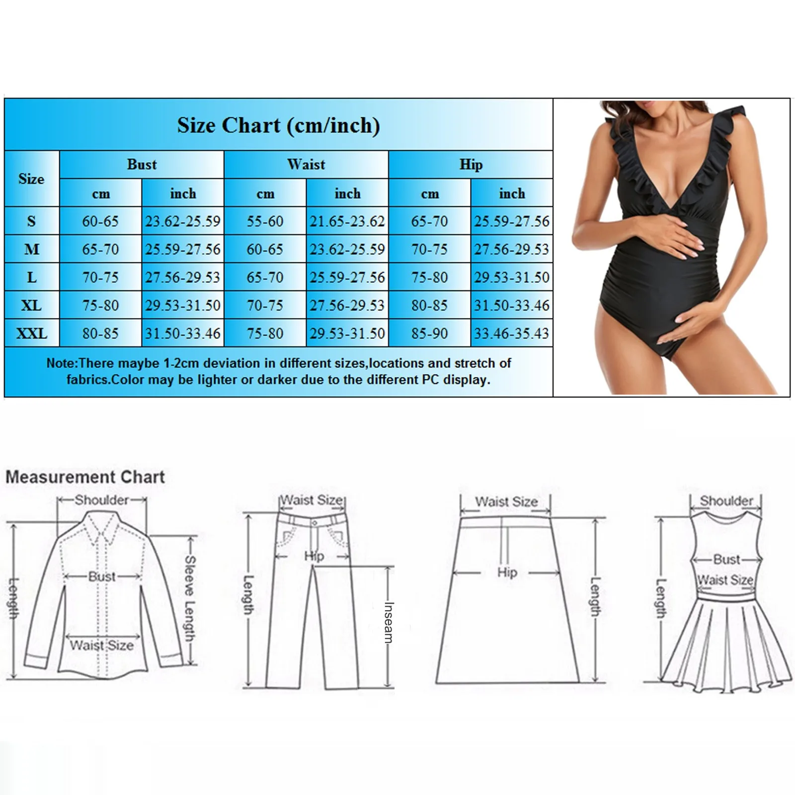Maternity Swimsuit One Piece Ruffle V Neck Swimwear Lace Up Back Bathing Suit Monokini Maternity Beach Bikini Pregnancy Swimwear