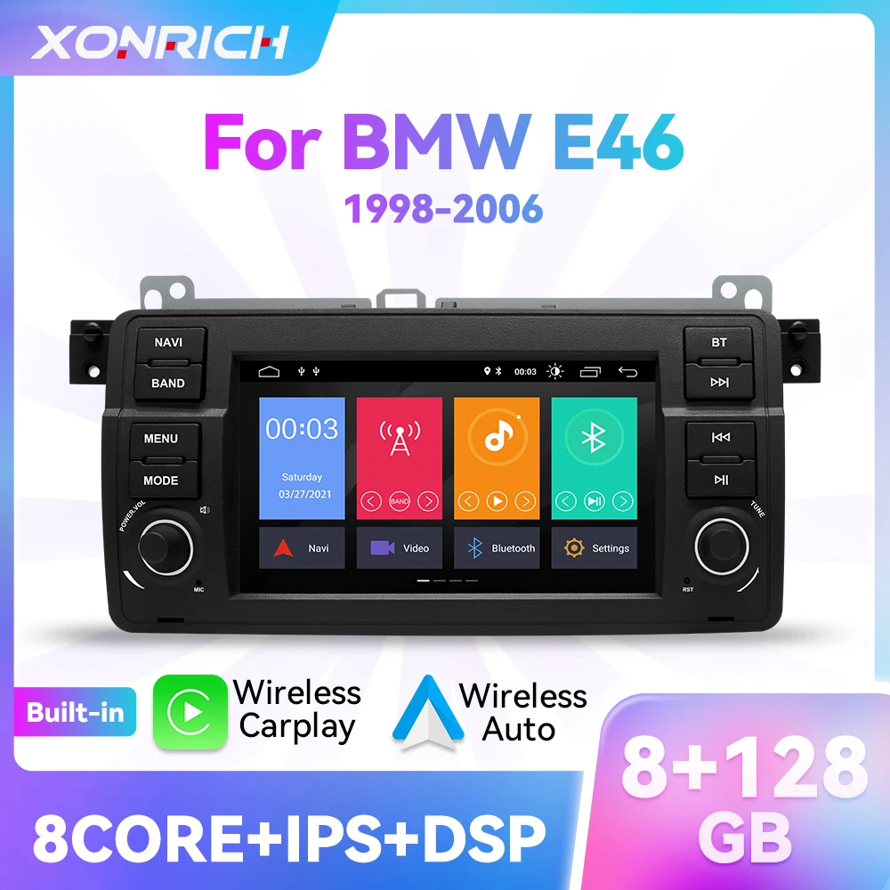 8Gb Carplay Android 12 Car Multimedia Per Bmw E46 M3 318/320/325/330/335 Rover 75 Coupe Navigation 1 Din Gps Dsp Audio Head Unit