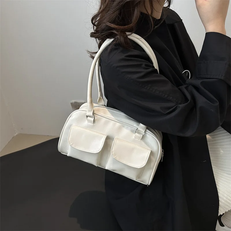 Retro Personality Commuter Double Ket Handbag Fashionable Underarm Single Shoulder Bag Small Design Autumn New Style bolsas
