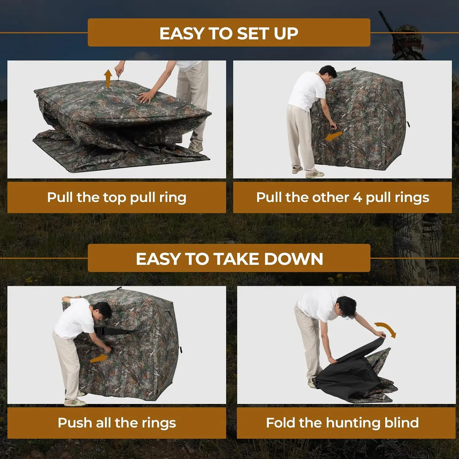 Barraca Caça Bayattoo Com Cadeira | Camuflagem Transparente | Portátil E Leve