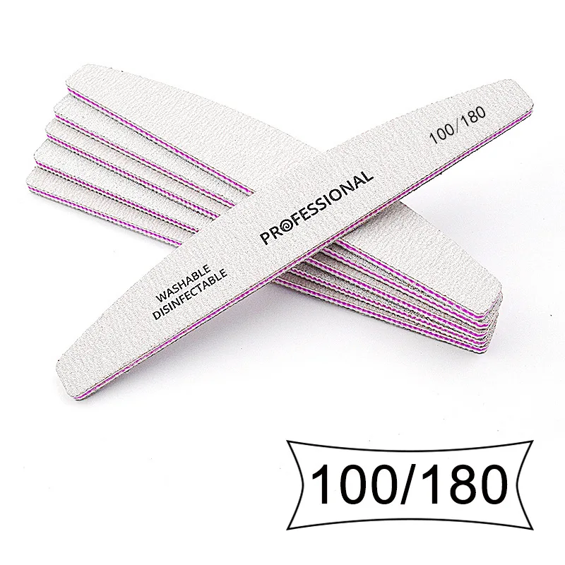 5Pcs/Lot Semilunar Manicure Files 4mm 100 180 240 Nail Files