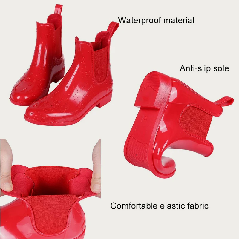 Waterproof Ankle Rain Boots for Women Summer Outdoor