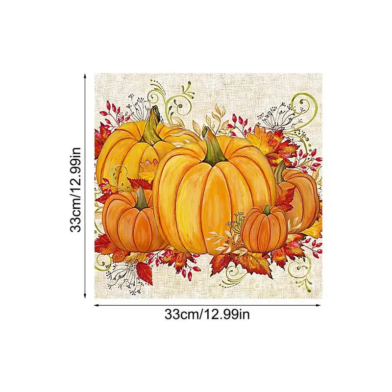 Halloween Pumpkin Napkins Halloween Beverage Dinner Paper Party Napkins Pumpkin Hand Towels Soft & Highly Absorbent Orange
