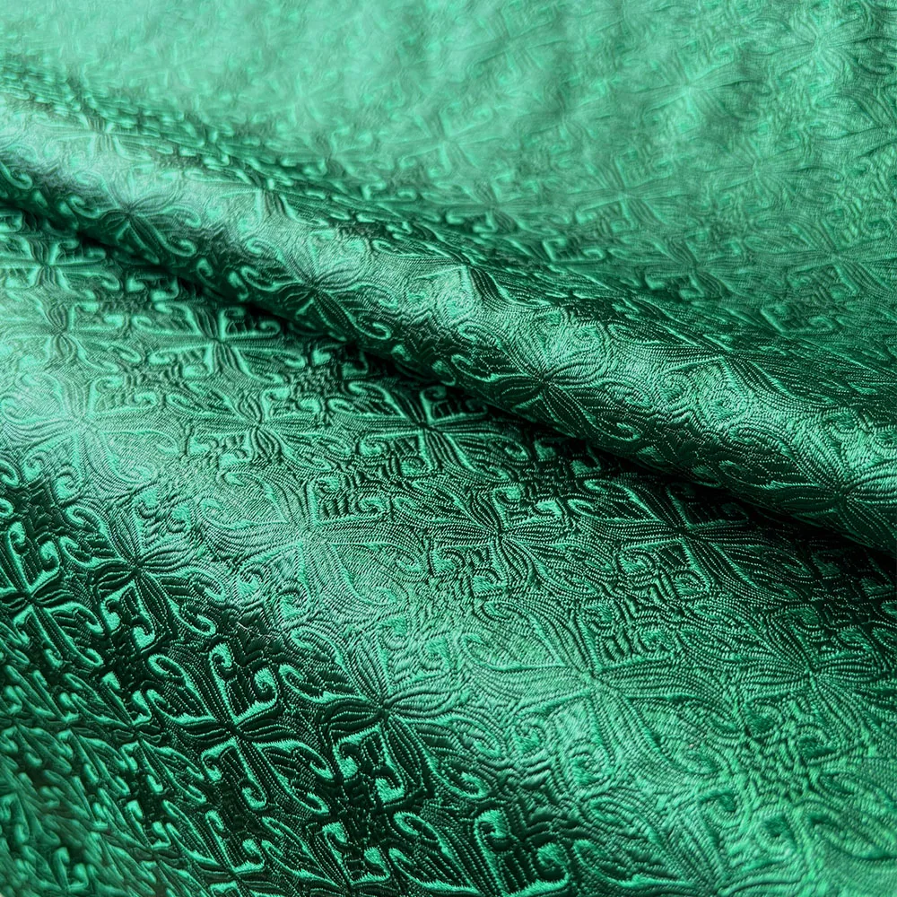 MAYJOYDIY Tessuto jacquard verde scuro da 1 m, larghezza 74,5 cm, tessuto broccato floreale lucido, stile vintage, per cucito, decorazioni fai da te, abiti artigianali