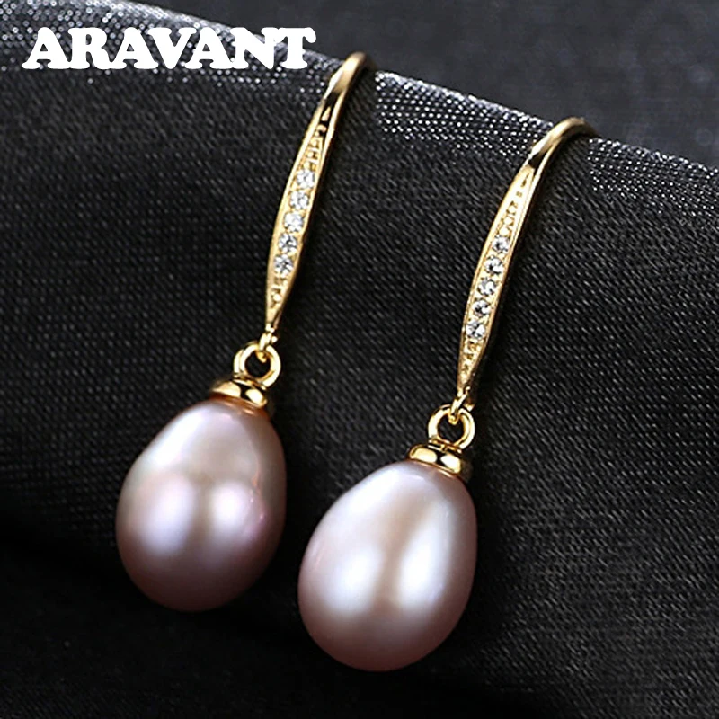 Orecchini lunghi con perle in argento 925 da appendere, da donna, a