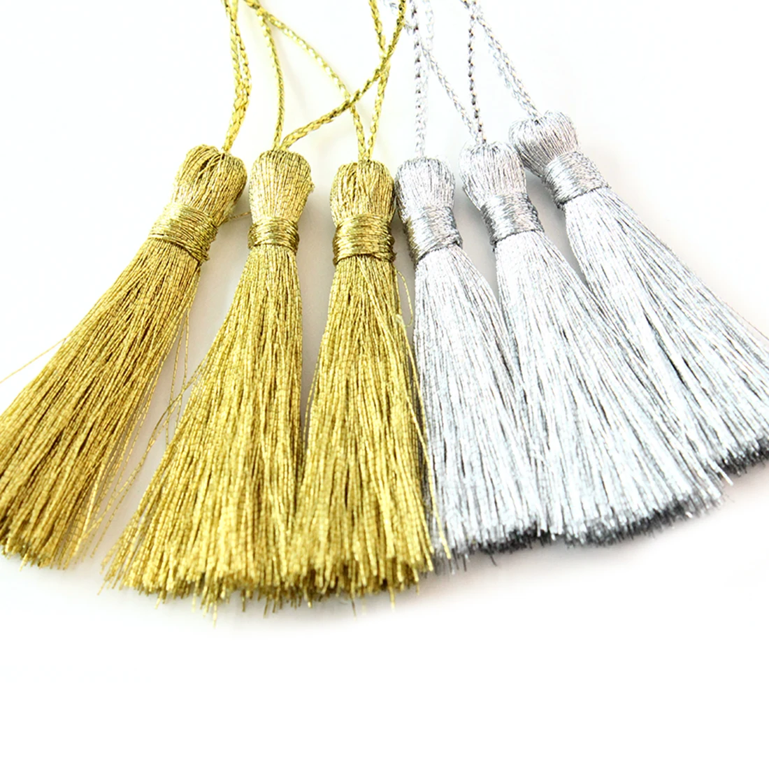 30 pcs/Pack Gold Silver Color Tassels Polyester Silky Fringes with Cord Loops for DIY Bookmark Jewelry Craft Handmade Materials tassel fringe mini tassels bookmark tassels silky floss tassels leather tassels fluorescent tassels tassel accessories tassel decoration