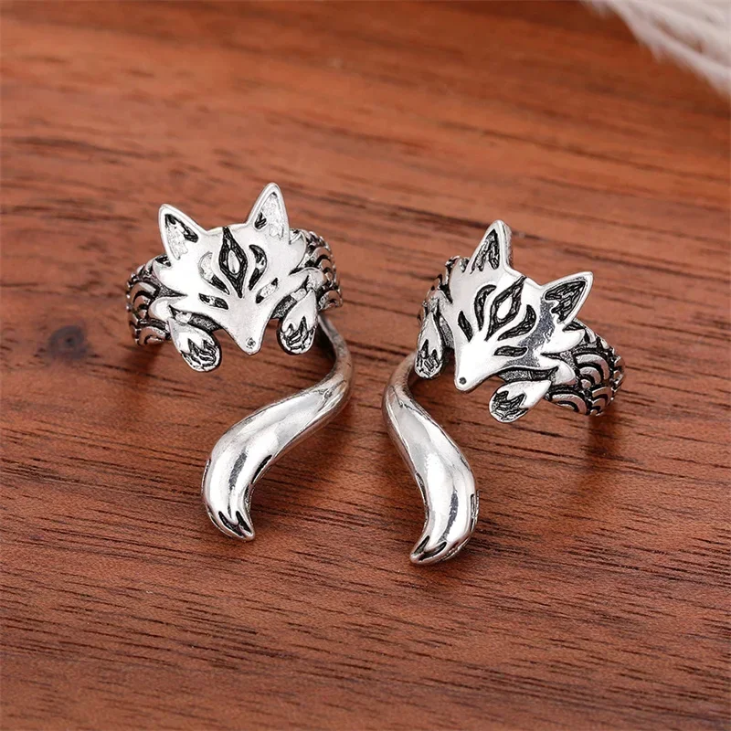 Fox Shape Clip Earrings for Women Antique Silver Color Ear Cuff